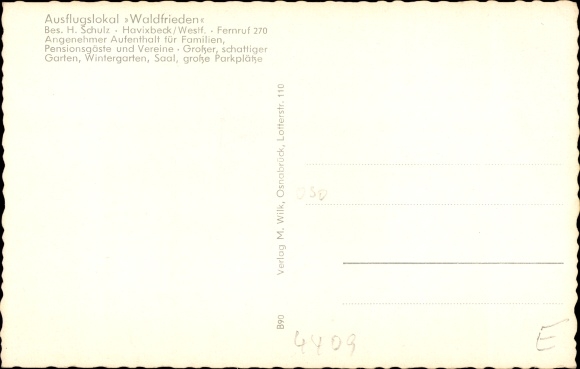 Postcard Havixbeck in Westphalia, Waldfrieden excursion restaurant