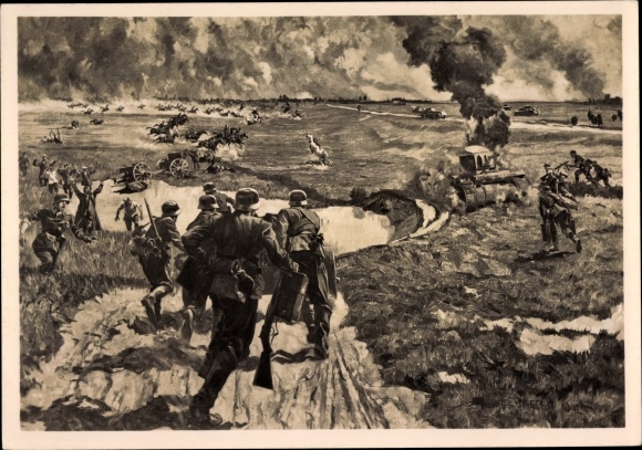 Artist PC Lebrecht, surrounded, German Wehrmacht, battle of the battle, II. WW, HDK 420