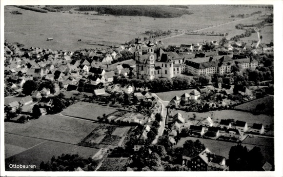 Postcard Ottobeuren in Upper Swabia Allgäu, aerial photograph