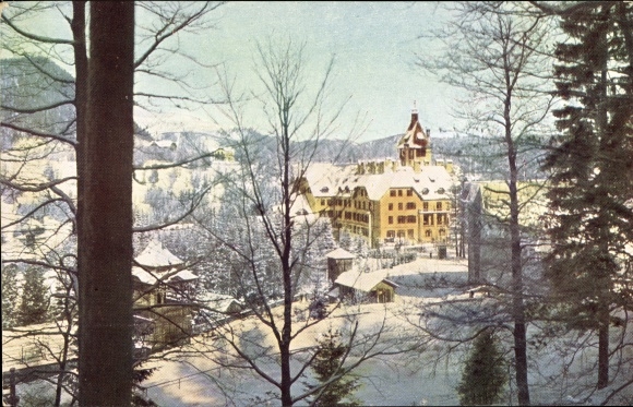 Postcard Semmering in Lower Austria, Hotel Erzherzog Johann in winter