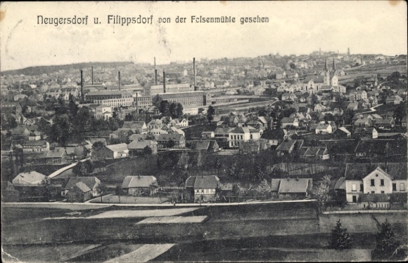 Ak Neugersdorf in der Lausitz, Filippsdorf, Blick von der Felsenmühle