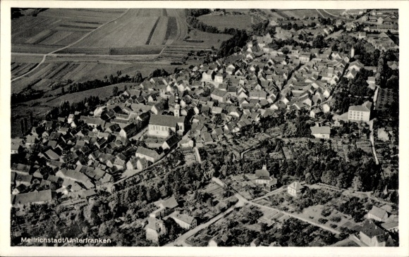 Postcard Mellrichstadt in Lower Franconia, aerial photograph