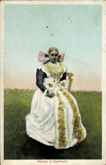 Ak Kamenz in Sachsen, Wendin in Festtracht