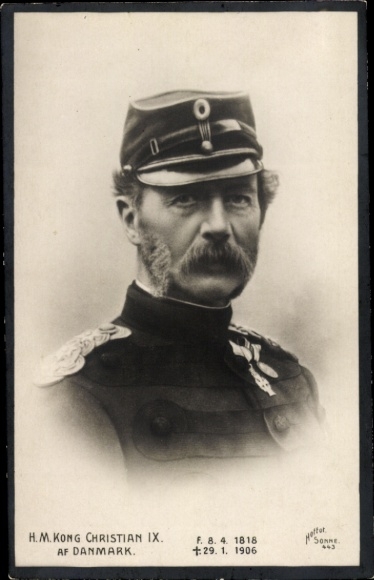 Ak HM Kong Christian IX af Danmark, koning van Denemarken, portret, rouwkaart 1906