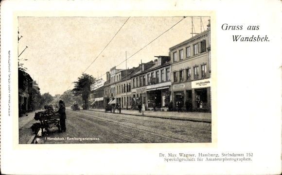 Ak Hamburg Wandsbek, Wandsbek Hamburgerstrasse, Straßenszene,  Gebäude