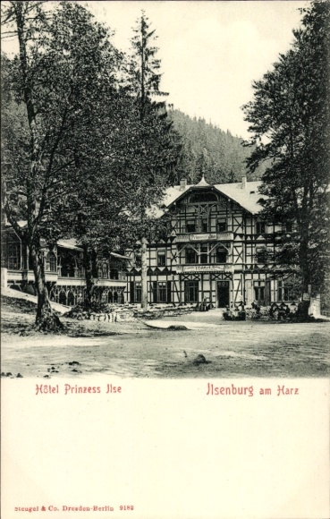 Postcard Ilsenburg am Nordharz, Hotel Prinzess Ilse, half-timbered house