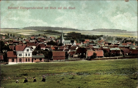 Ak Elbingerode Oberharz am Brocken, weststation met uitzicht op de stad