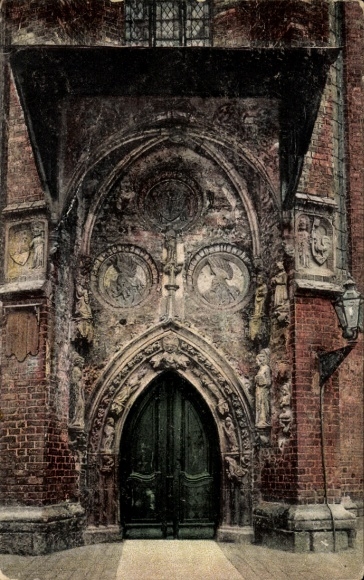 Postcard Frankfurt an der Oder, portal at the Oberkirche