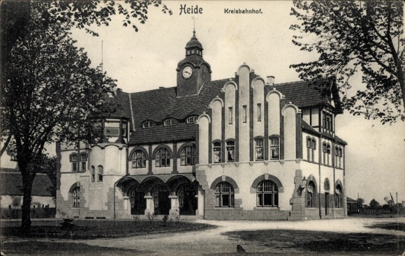 Postcard Heide in Holstein, Kreisbahnhof