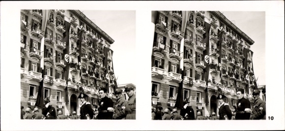 Stereo Photo Hitler Mussolini, The Fuhrer&#39;s State Visit to Italy, No. 10 Naples