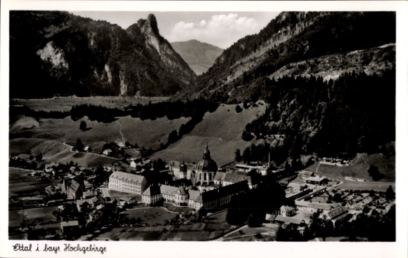 Ak Ettal Oberbayern, Fliegeraufnahme