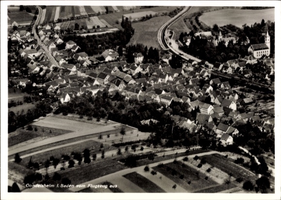 Postcard Gondelsheim in Baden, aerial photograph