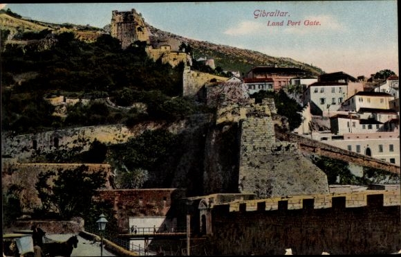 Ak Gibraltar, Land Port Gate, gedeeltelijk uitzicht op de stad