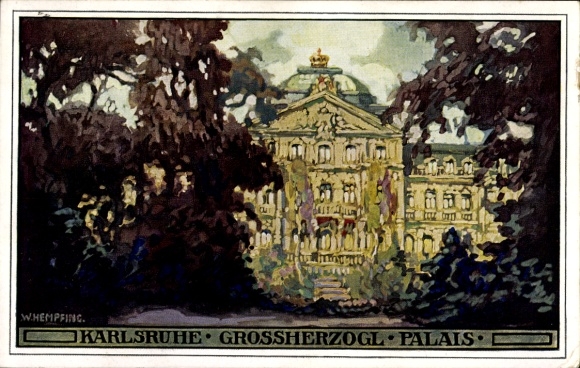 Artist Postcard Hempfing, W., Karlsruhe in Baden Württemberg, Grand Ducal Palace