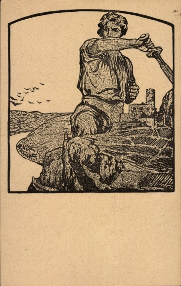 Artist Postcard Liebermann, Ernst, Whoever subscribes to war bonds fights to protect the homeland