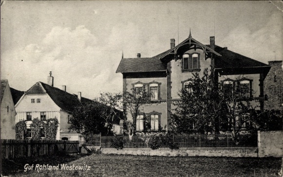 Postcard Westewitz Großweitzschen in Saxony, Gut Rohland Villa, garden, fence