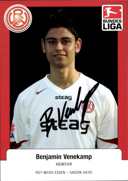 Autogrammkarte Fußballer Benjamin Venekamp, Rot Weiss Essen, Autogramm