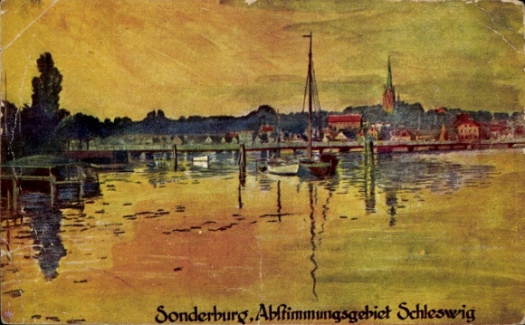 Artist Postcard Sønderborg Sonderburg Denmark, referendum area Schleswig, place