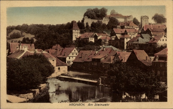 Ak Kronach in Oberfranken, Stadtansicht, Fluss, historische Gebäude, schöne Landschaft