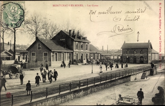 Postcard Montceau les Mines Saône et Loire, Stations
