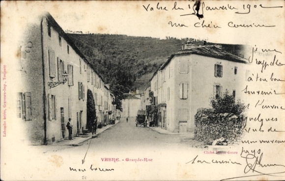 Postcard Vabre Tarn, Grande Rue, street section, houses