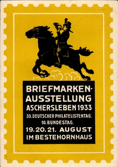 Ganzsachen Ak Aschersleben, Briefmarkenausstellung 1933, Deutscher Philatelistentag, Bestehornhaus