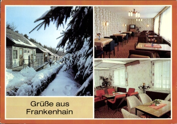 Ak Frankenhain in Thüringen, Schnee, Häuser, Wohnzimmer, Gaststätte, Gemütlichkeit