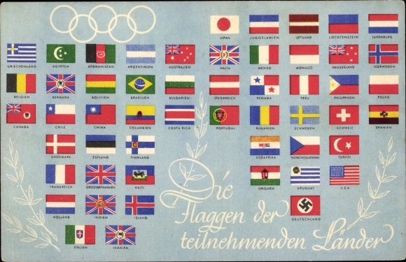 PC Olympia Berlin 1936, flags of the participating countries