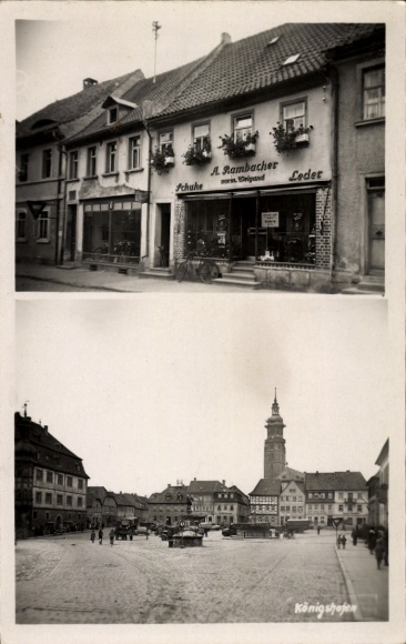 Photo Postcard Bad Königshofen im Grabfeld Lower Franconia, market square, church, shop A. Rambacher