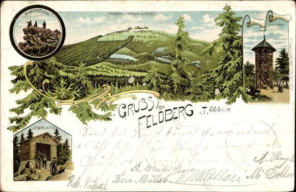 Chromo-Litho Niederreifenberg Schmitten im Taunus, Großer Feldberg, observation tower, landscape