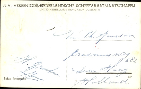 Postcard MS Zaankerk, NV Nederlandse Tank- en Paketvaart Mij.