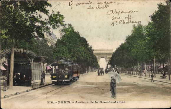 Ak Paris XVII., Avenue de la Grande Armée, tram