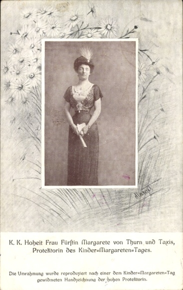 Postcard Princess Margaret of Thurn and Taxis, Protector of Children's Margaret Day 1911