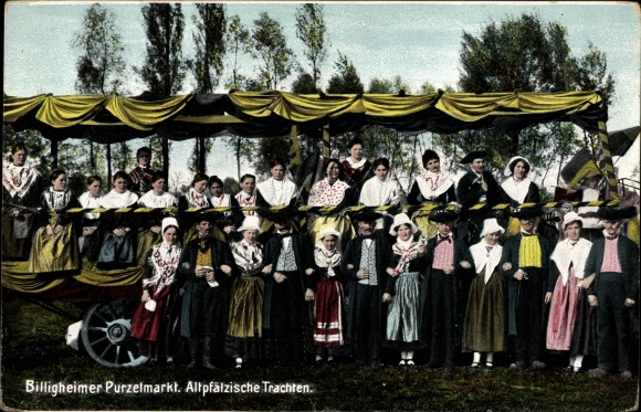 KP Billigheim Ingenheim Nadrenia-Palatynat, Purzelmarkt, stare kostiumy z Palatynatu, pływaki