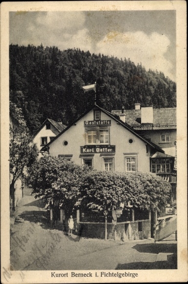 Postcard Bad Berneck in the Fichtelgebirge Bavaria, restaurant