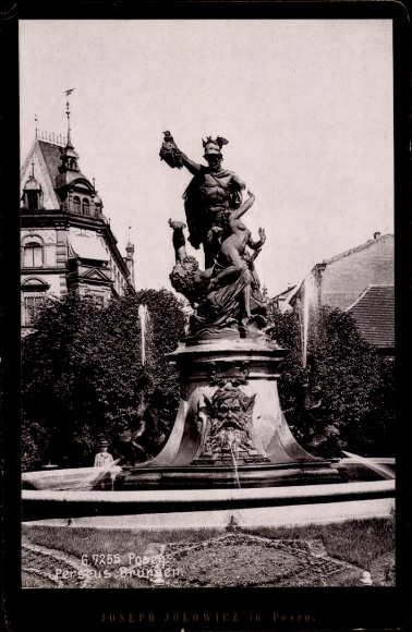 Cabinet photo Poznań Posen, Perseus Fountain