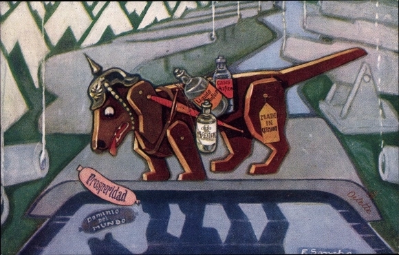 Artist PC De Hond en zijn Schadow, dachshund as a German soldier, I. WK