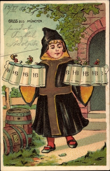Postcard Munich, Munich Kindl, beer