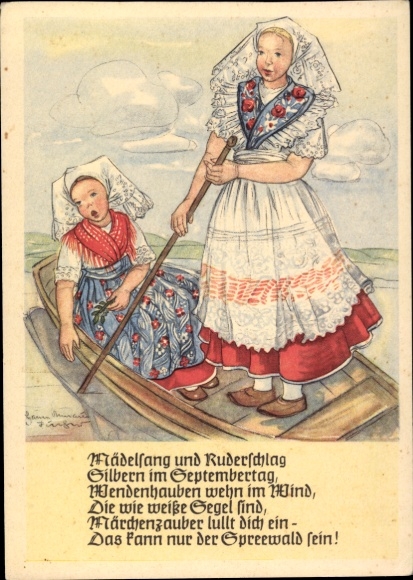 Künstler Ak Spreewald, Frauen in Tracht