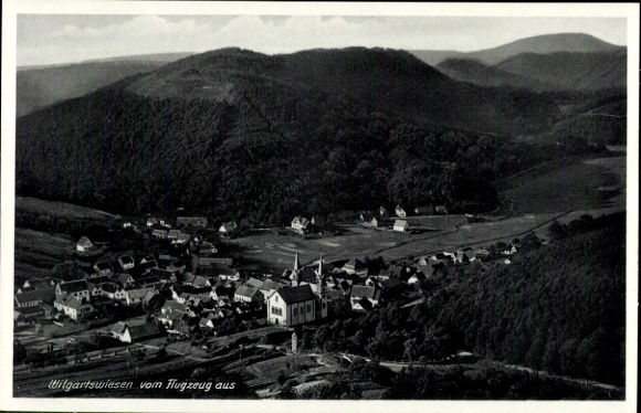 Postcard Wilgartswiesen in the Palatinate, aerial photograph