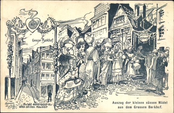 lito Hamburg, Großer Barkhof, fragment słodkich dziewczynek, Michaelis 1907, wiersz