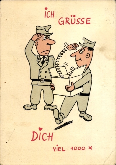 Postcard Bundeswehr, soldiers salute