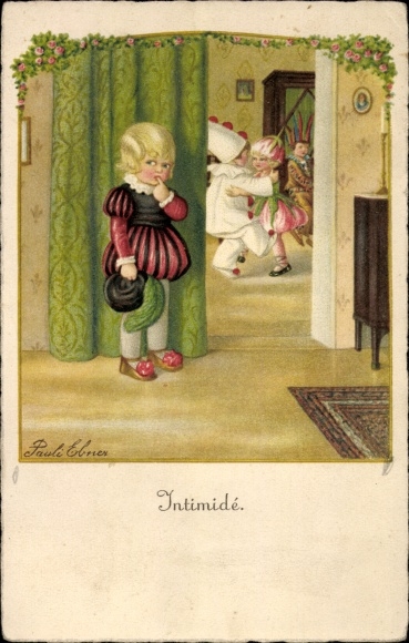 Artist PC Ebner, Pauli, intimate, shy boy in costume, carnival