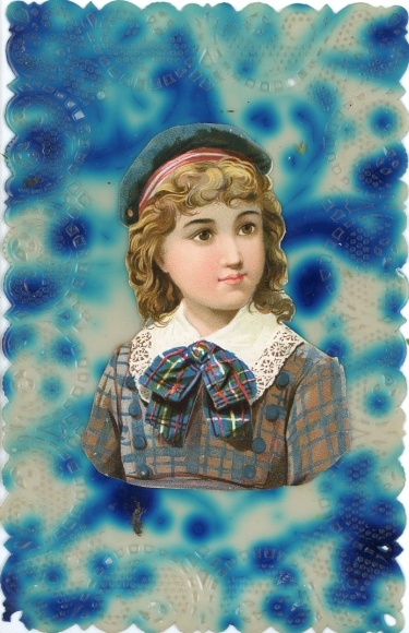 Celluloid PC girl portrait, bow, cap