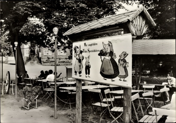 Postcard Dröbischau Königsee in Thuringia, restaurant Kemter, terrace