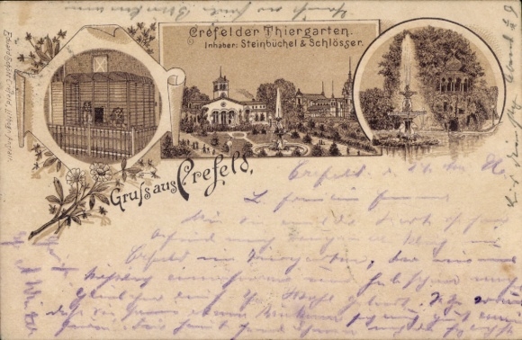Litho Krefeld am Niederrhein, Krefelder Tiergarten