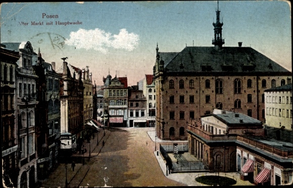 Postcard Poznań Poznan, Old Market, Main Guard