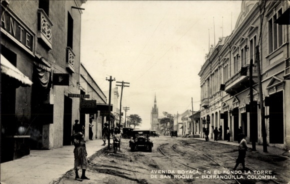 Postcard Barranquilla Colombia, Avenida Boyacá, Torre de San Roque, street view,