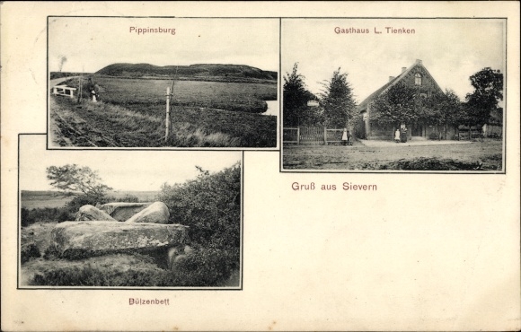 Postcard Sievern Langen Geestland in Lower Saxony, Pippinsburg, inn L. Tienken, Bulzenbett