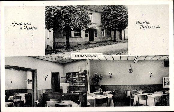 Postcard Dorndorf Westerwald, inn and pension, interior view